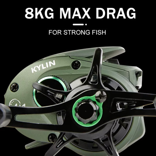 Carrete de pesca BILLINGS Baitcasting ultraligero, relación de engranaje 7,2: 1, arrastre máximo de 8KG con carrete de Metal